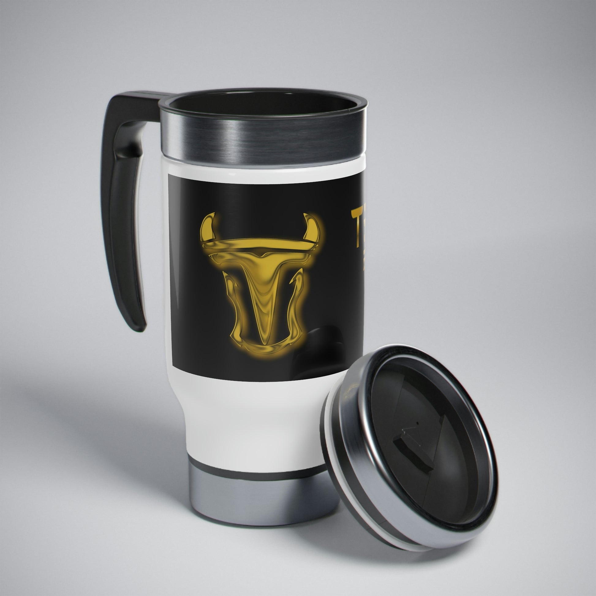 Tesla Bull Stainless Steel Travel Mug with Handle, 14oz – TeslaBulls